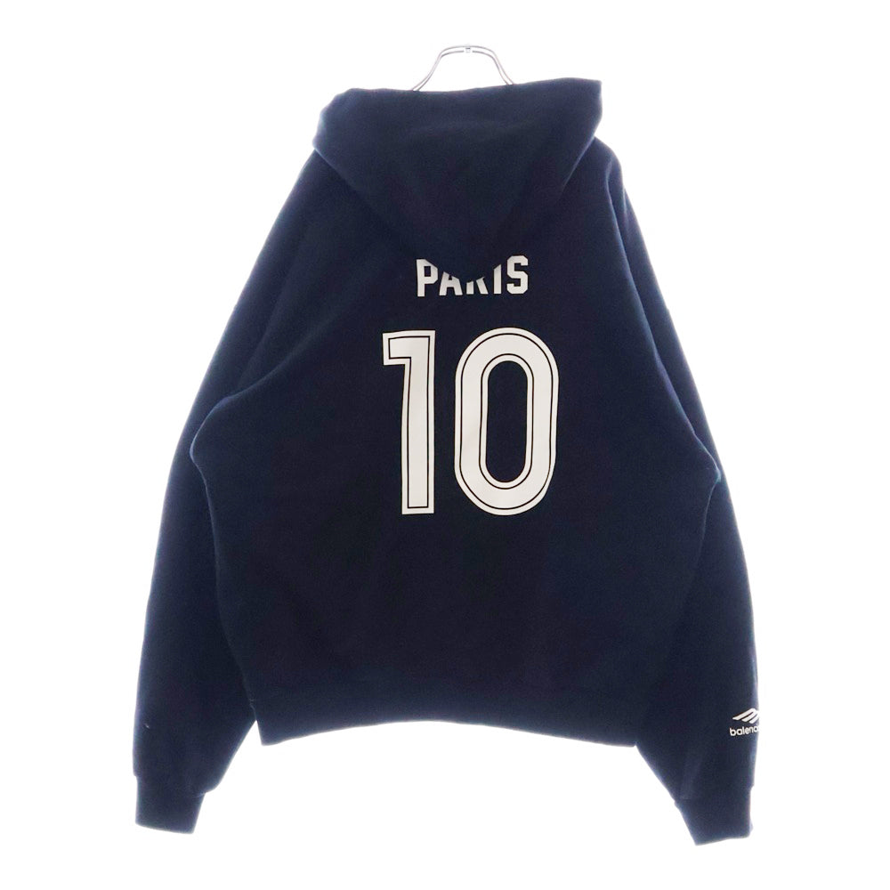 BALENCIAGA(バレンシアガ) 24SS Soccer Paris Zip-Hoodie ジップアップパーカー ロゴ刺繍 744457 TPVS6 ブラック