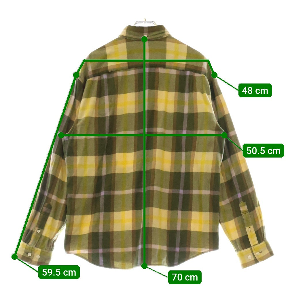 SUPREME(シュプリーム) 23AW Plaid Flannel Shirt 胸ロゴ刺繍 長袖 フランネルシャツ オリーブ