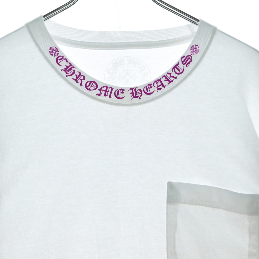 CHROME HEARTS(クロムハーツ) Neck Logo L/S TEE ネックロゴロングスリーブ長袖Tシャツ ホワイト/ピンク