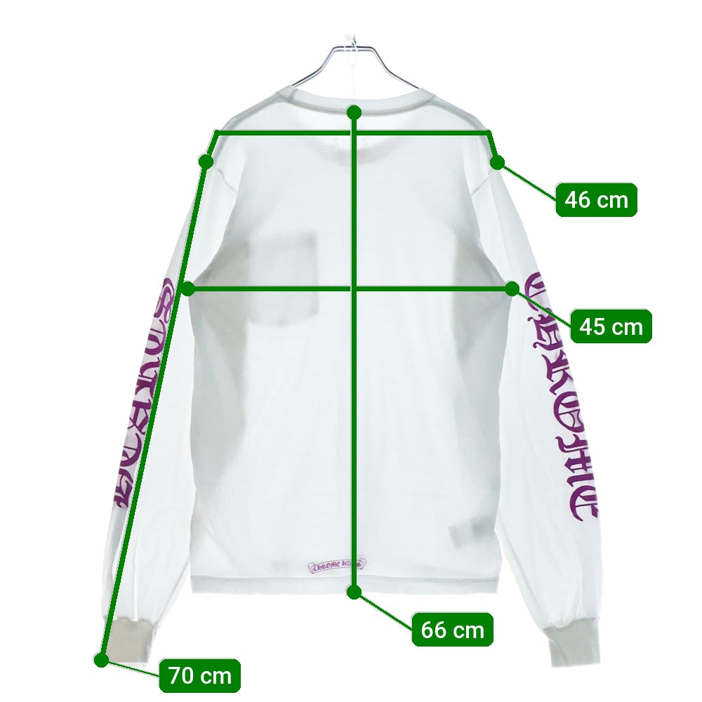 CHROME HEARTS(クロムハーツ) Neck Logo L/S TEE ネックロゴロングスリーブ長袖Tシャツ ホワイト/ピンク