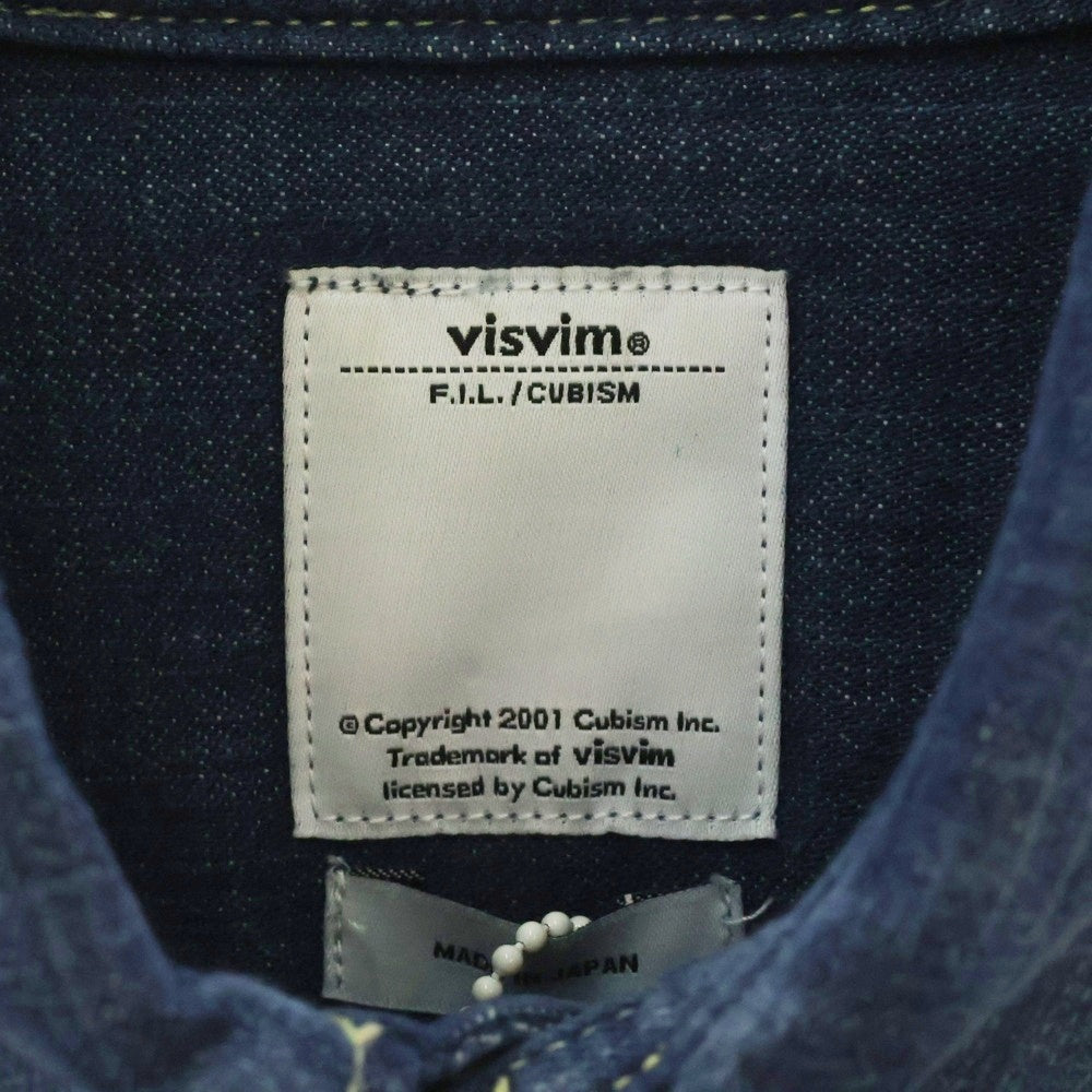 VISVIM(ヴィスヴィム) 12SS FOUR CORNERS DAMAGED デニムウエスタン 長袖 シャツ ターコイズボタン インディゴ 0112105007009