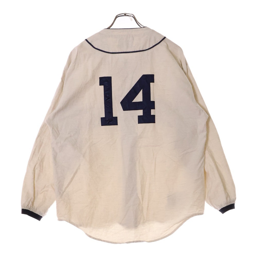 DESCENDANT(ディセンダント) BLEEK BASEBALL LS SHIRT ベースボール 長袖シャツ ベージュ/インディゴ