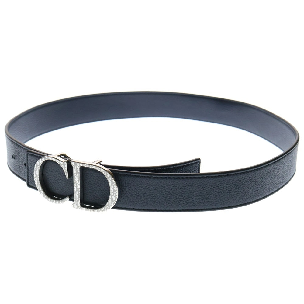 DIOR(ディオール) CD ICON オブリーク バックル レザーベルト ネイビー/シルバー 23-MA-0242