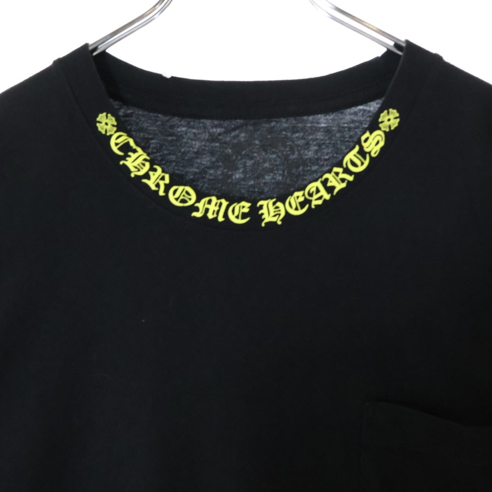 CHROME HEARTS(クロムハーツ) CH T-SHRT 1 ネックロゴプリント クルーネック半袖Tシャツカットソー ブラック/イエロー