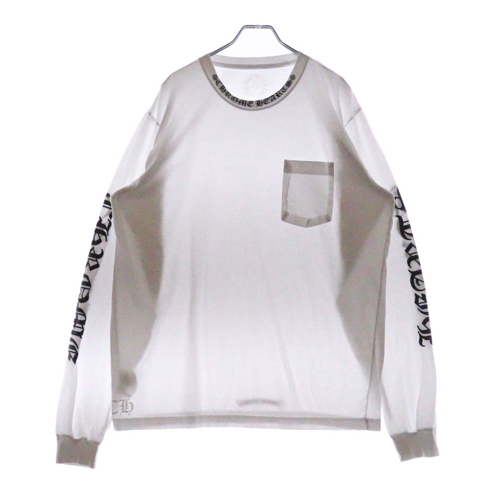CHROME HEARTS(クロムハーツ) Neck Logo L/S Tee ネックロゴ プリント長袖Tシャツ カットソー ホワイト