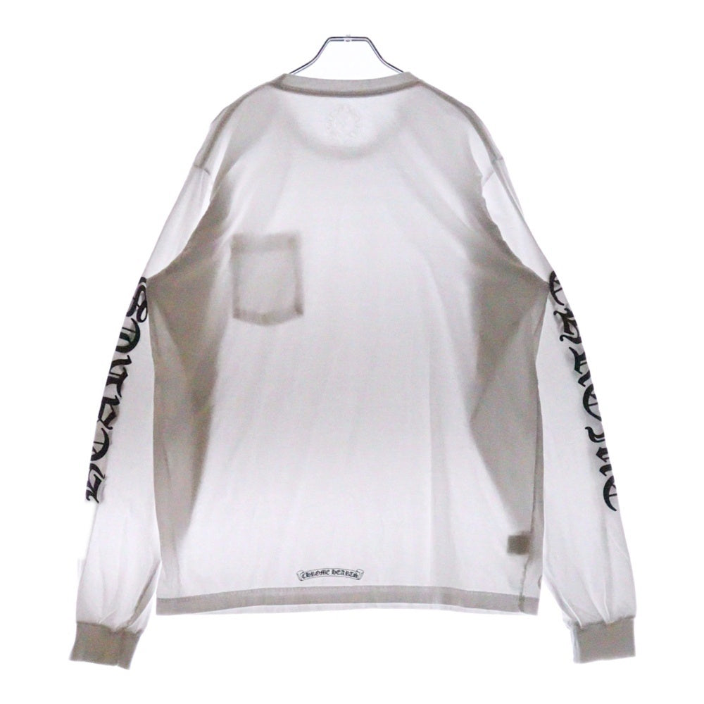 CHROME HEARTS(クロムハーツ) Neck Logo L/S Tee ネックロゴ プリント長袖Tシャツ カットソー ホワイト