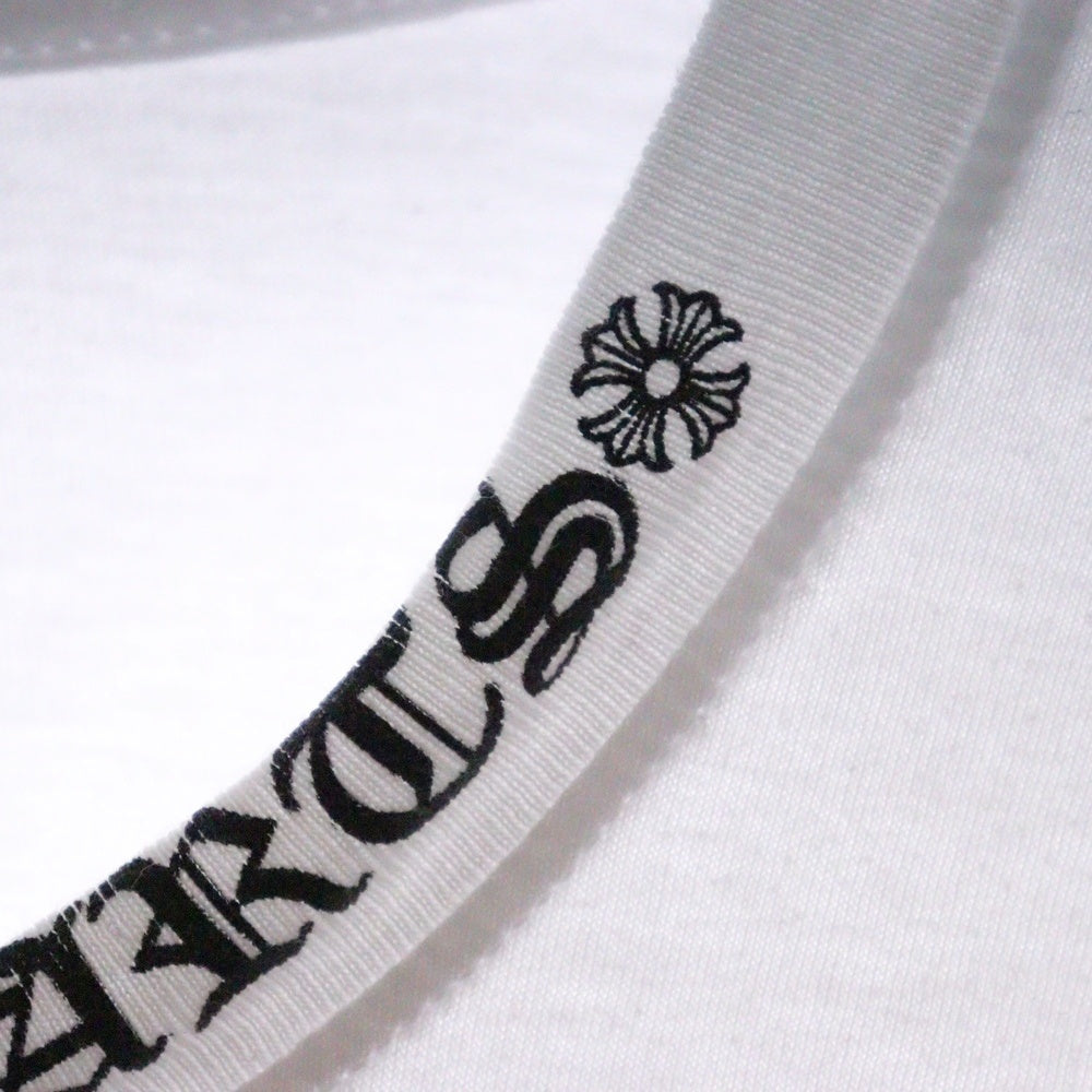 CHROME HEARTS(クロムハーツ) Neck Logo L/S Tee ネックロゴ プリント長袖Tシャツ カットソー ホワイト