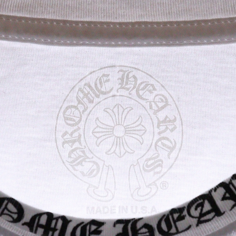 CHROME HEARTS(クロムハーツ) Neck Logo L/S Tee ネックロゴ プリント長袖Tシャツ カットソー ホワイト