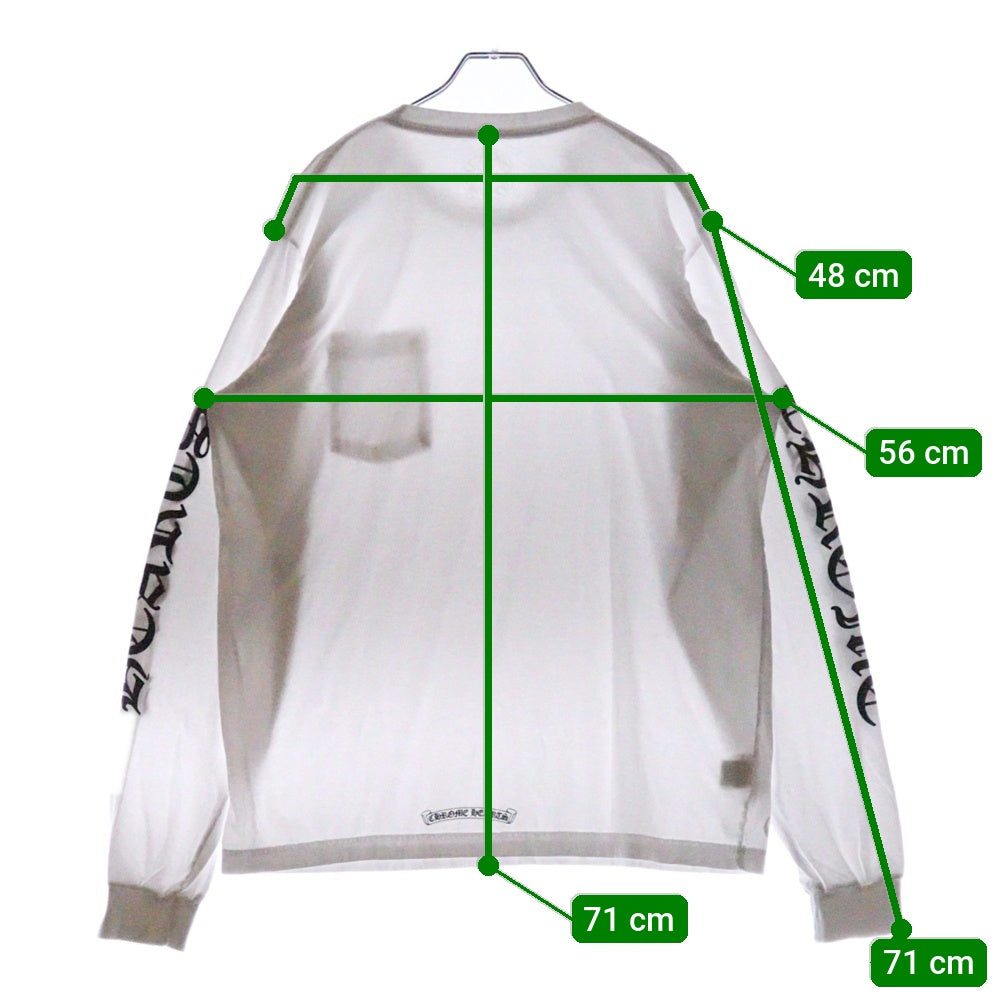 CHROME HEARTS(クロムハーツ) Neck Logo L/S Tee ネックロゴ プリント長袖Tシャツ カットソー ホワイト