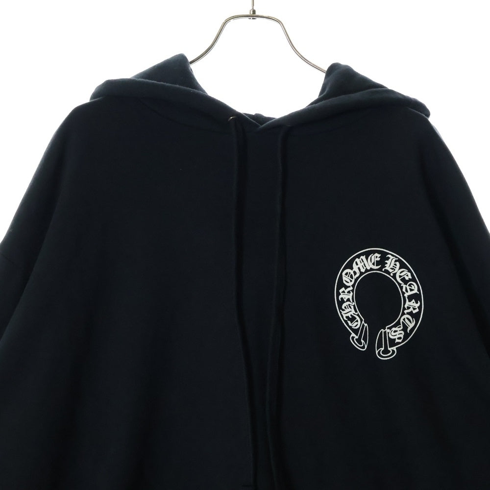 CHROME HEARTS(クロムハーツ) SWTSHRT PLVR プルオーバーパーカー 袖フローラルホースシュープリント スウェットプルオーバーパーカー ブラック/シルバー