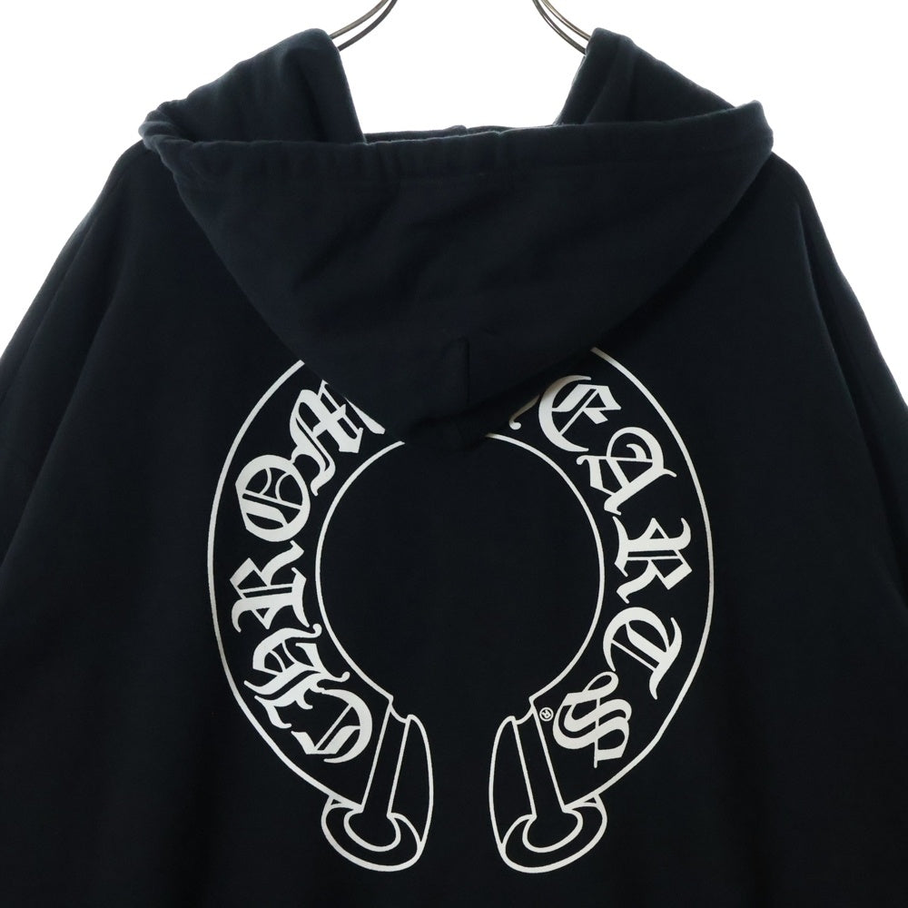 CHROME HEARTS(クロムハーツ) SWTSHRT PLVR プルオーバーパーカー 袖フローラルホースシュープリント スウェットプルオーバーパーカー ブラック/シルバー