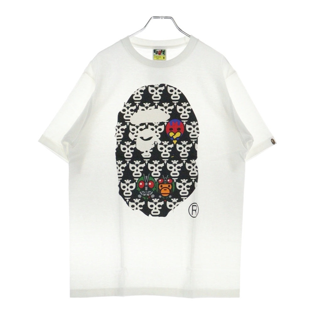 A BATHING APE(アベイシングエイプ) ×仮面ライダー ショッカー プリント半袖Tシャツ カットソー ホワイト 2c73110909