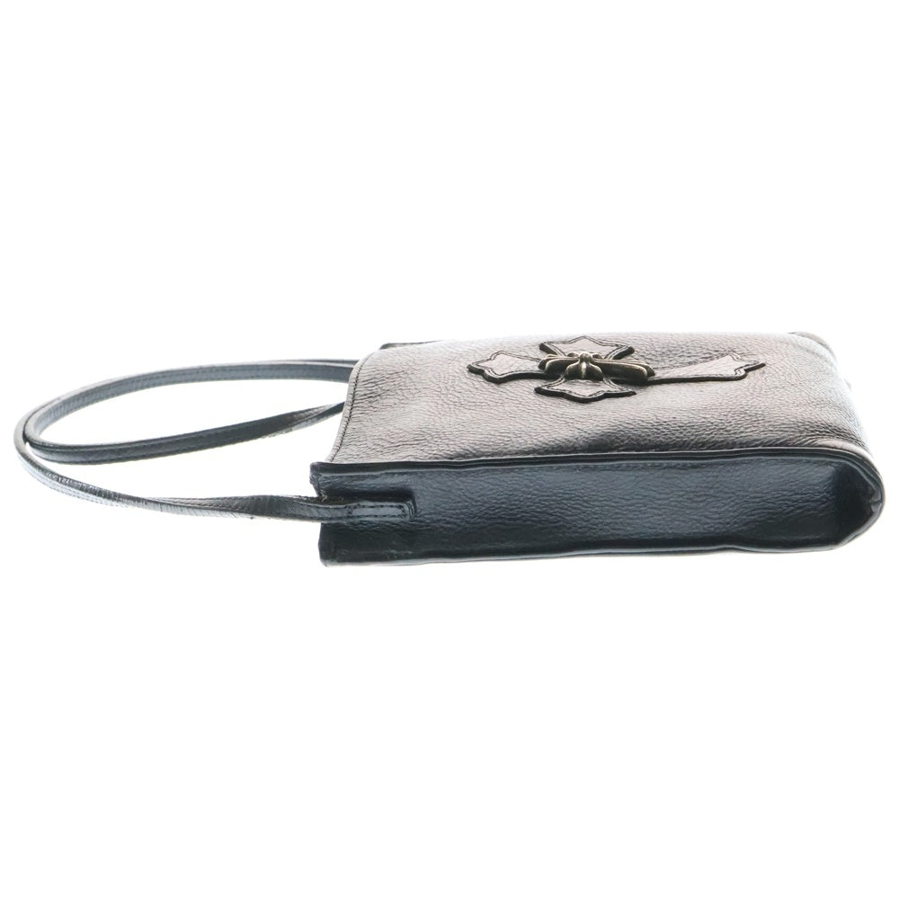 CHROME HEARTS(クロムハーツ) SQ PKT CH CRS スクエアポケットCHクロス スモールCHクロス付きレザーショルダーバッグ ブラック/シルバー