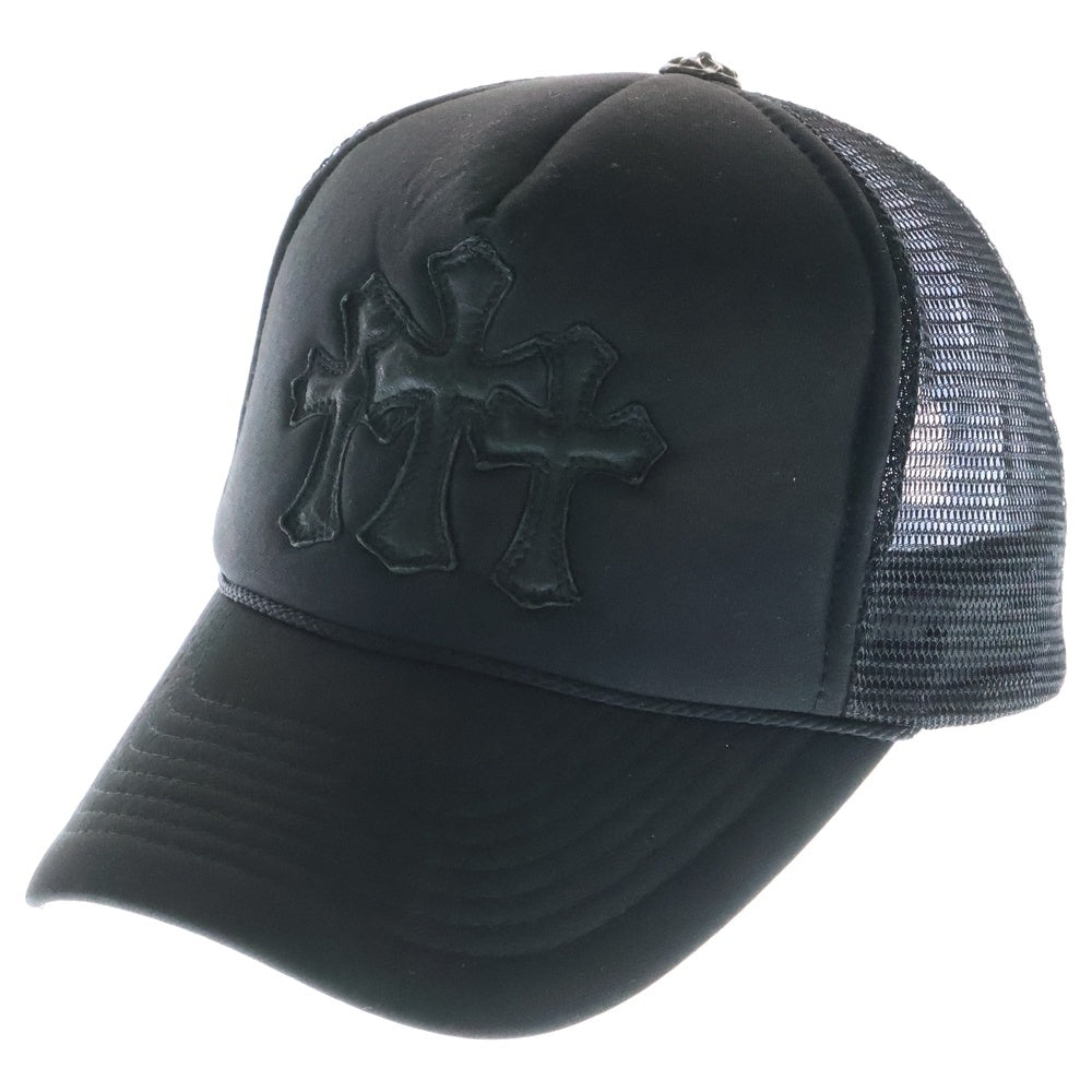 CHROME HEARTS(クロムハーツ) Cemetery Cross Patch Trucker Cap セメタリークロスパッチトラッカーキャップ ベースボールキャップ クロスボール 帽子 ブラック