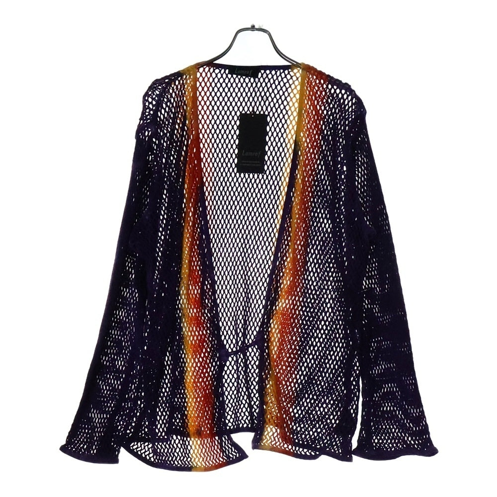 Lamrof(ラムロフ) AMI ART CARDIGAN アミアート メッシュカーディガン パープル/オレンジ LM-24SS-CT02