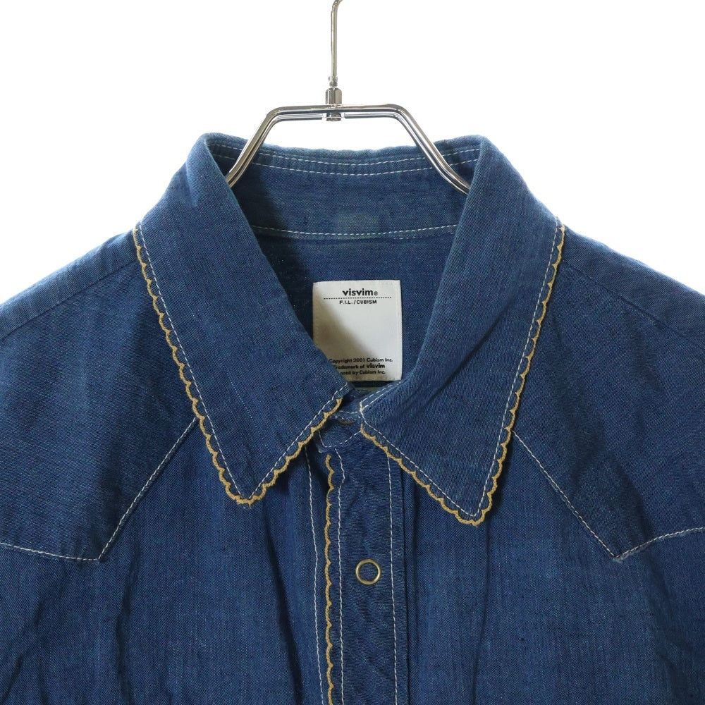 VISVIM(ヴィスヴィム) 13AW FOUR CORNERS SHIRT CHAMBRAY フォーコーナーズ ウエスタン長袖シャツ インディゴ 0113205007011