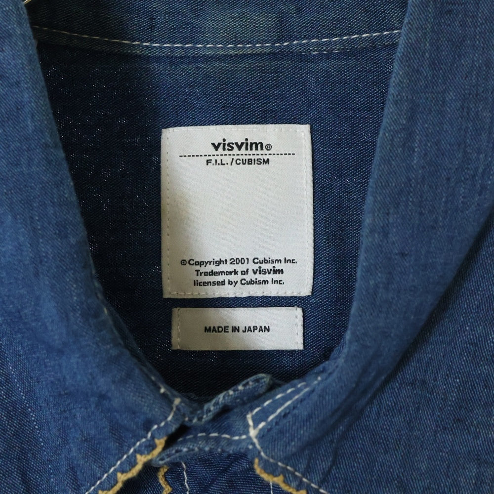 VISVIM(ヴィスヴィム) 13AW FOUR CORNERS SHIRT CHAMBRAY フォーコーナーズ ウエスタン長袖シャツ インディゴ 0113205007011