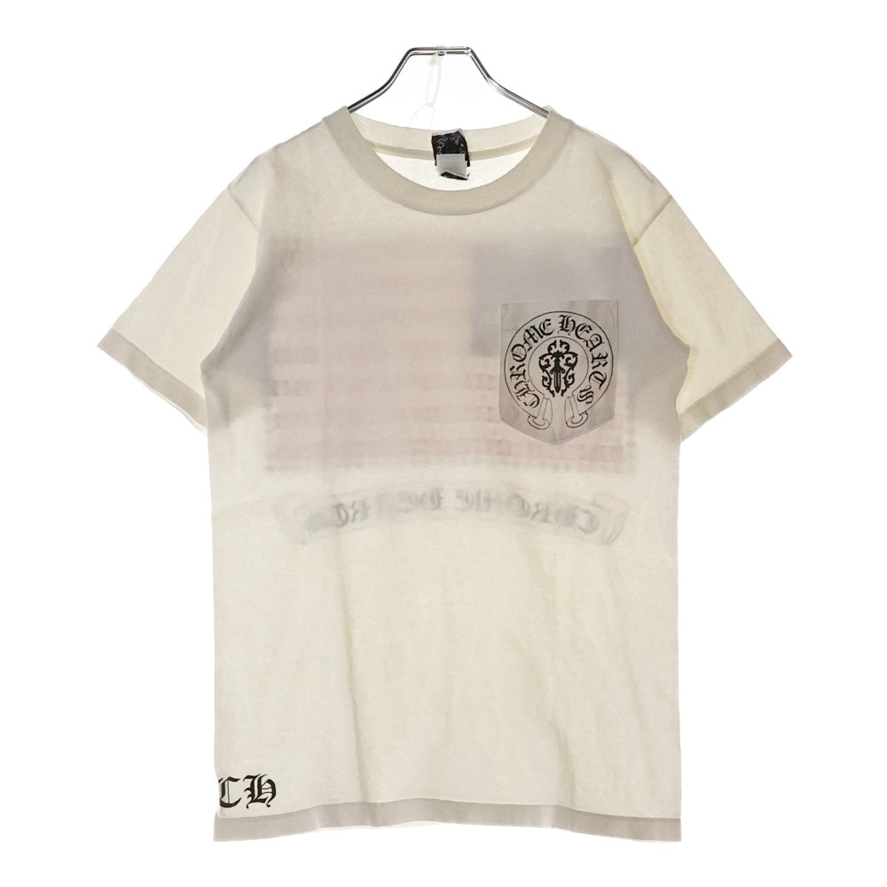 CHROME HEARTS(クロムハーツ) OLD AMERICAN FLAG TEE オールド アメリカンフラッグTシャツ 星条旗 ホースシュープリント 半袖カットソー ホワイト