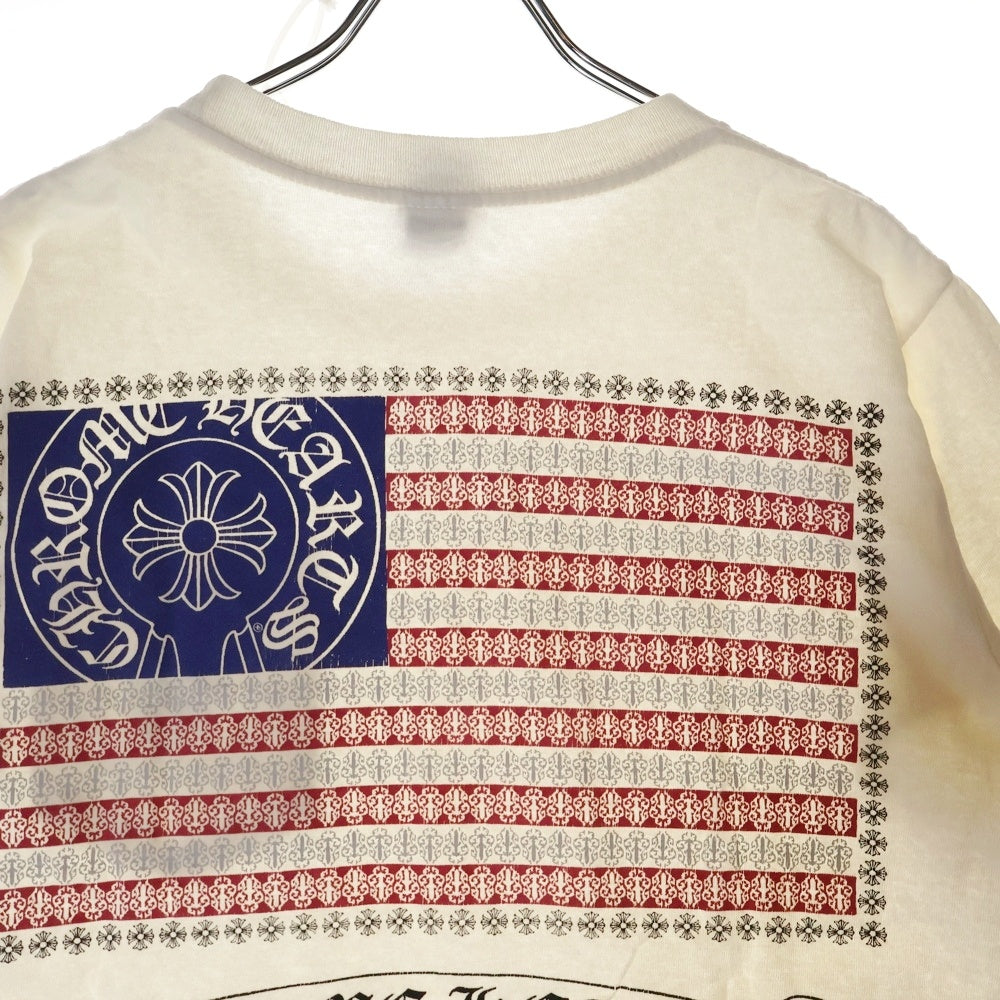 CHROME HEARTS(クロムハーツ) OLD AMERICAN FLAG TEE オールド アメリカンフラッグTシャツ 星条旗 ホースシュープリント 半袖カットソー ホワイト