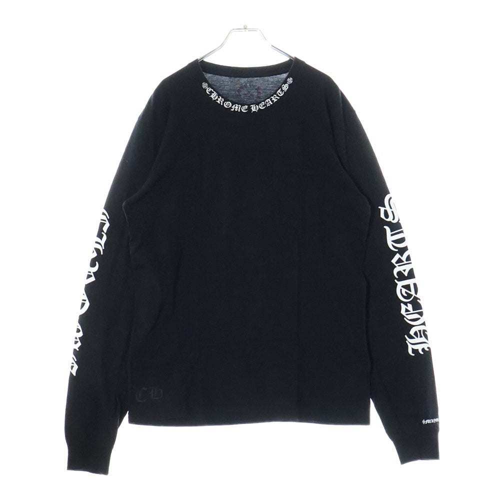 CHROME HEARTS(クロムハーツ) CH L/S /1 ネックロゴプリント 長袖Tシャツ カットソー ブラック