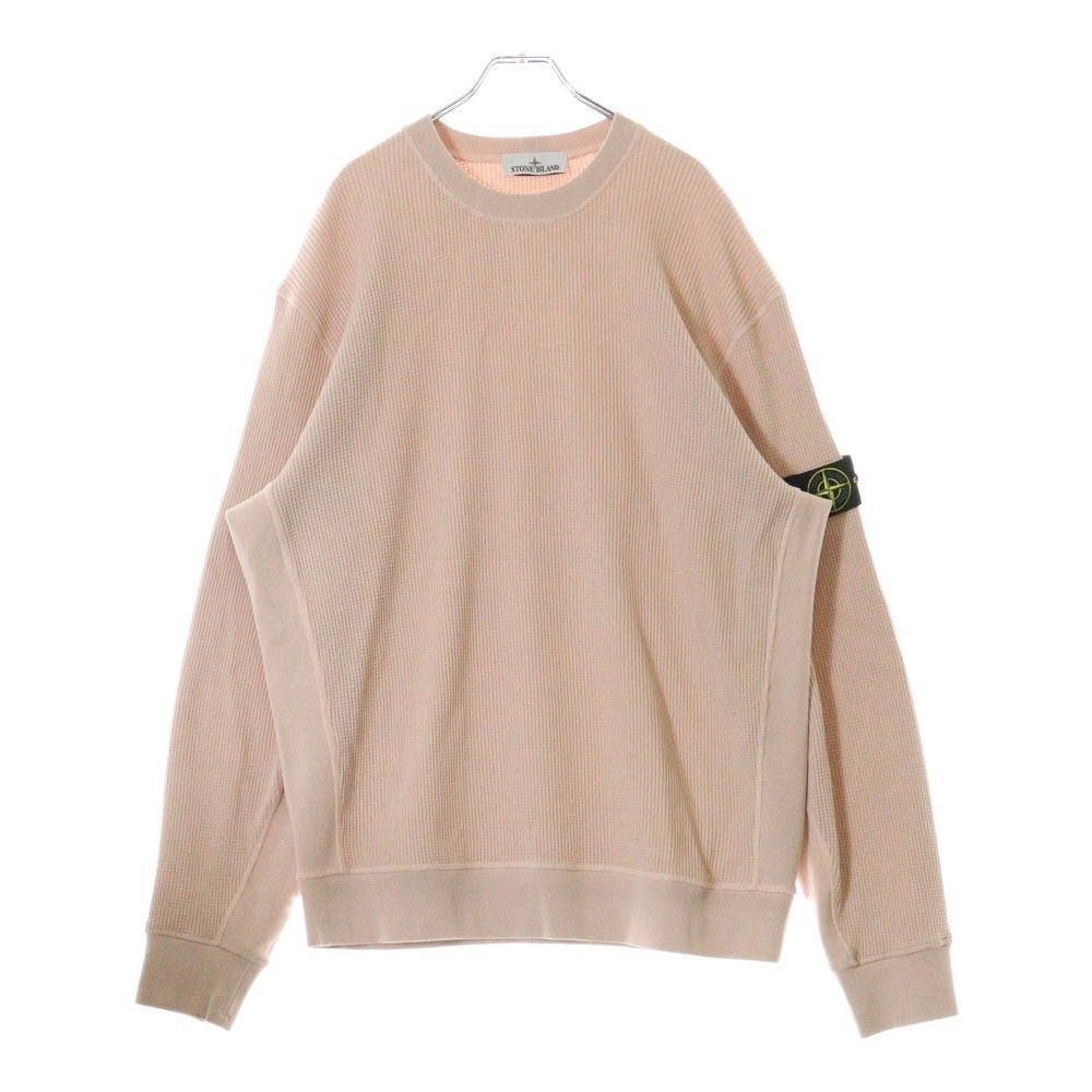 STONE ISLAND(ストーンアイランド) 25SS ORGANIC COTTON WAFFLE FLEECE K1S156100008S0044 コットンワッフルスウェットトレーナー サーモンピンク 長袖Tシャツ