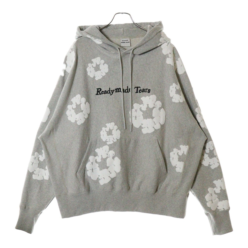 READY MADE(レディメイド) 22AW×DENIM TEARS COTTON WREATH HOODIE フラワープリント コットン プルオーバーパーカー フーディー グレー RE-DT-GY-00-00-08