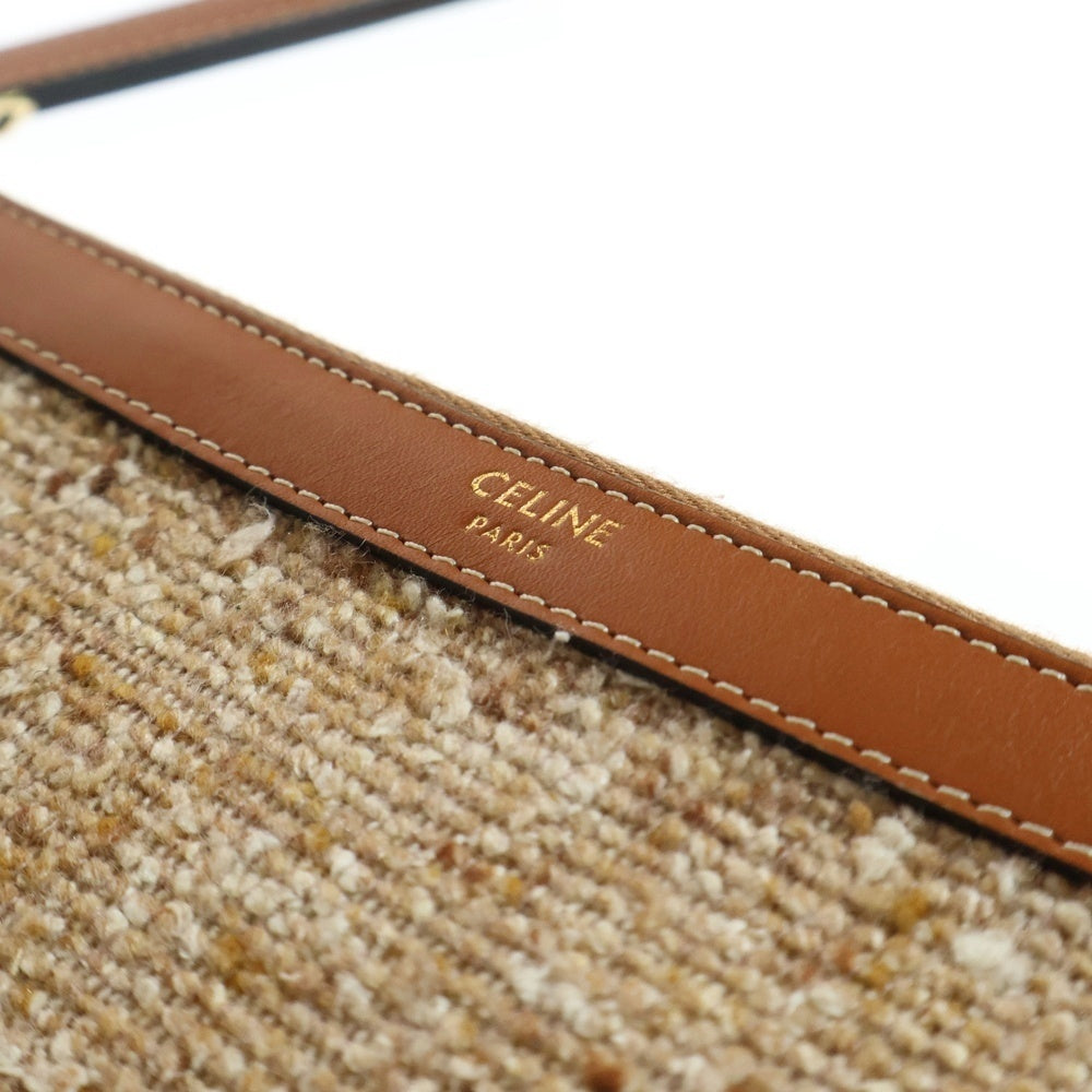 CELINE(セリーヌ) トリオンフ刺繍 ポーチ セカンドバッグ ベージュ/ブラウン レディース