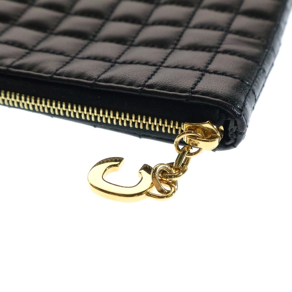 CELINE(セリーヌ) Cチャーム キルティングレザーポーチ セカンドバッグ ブラック レディース