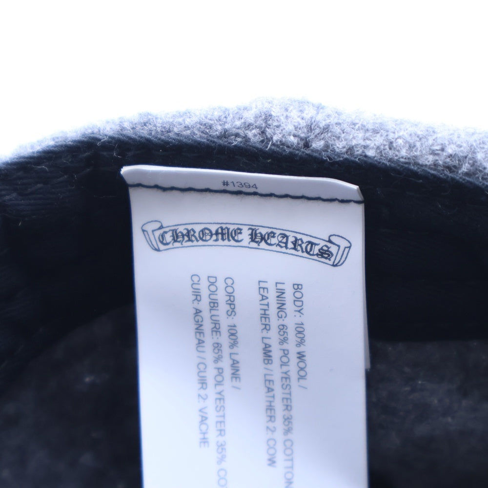 CHROME HEARTS(クロムハーツ) CHレザーパッチウールキャップ 帽子 グレー