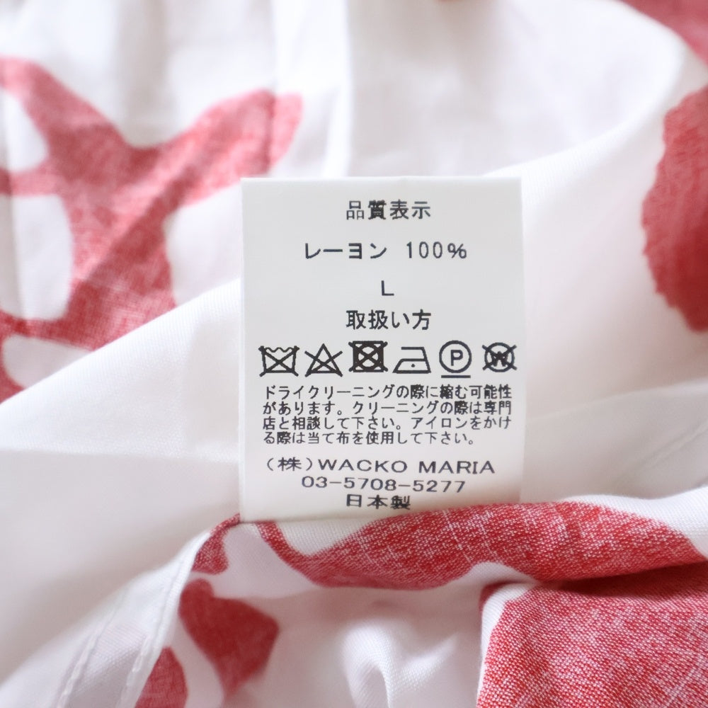 WACKO MARIA(ワコマリア) 22SS 狂気の桜 窪塚洋介 HAWAIIAN SHIRT ハワイアン 半袖アロハシャツ ホワイト/レッド