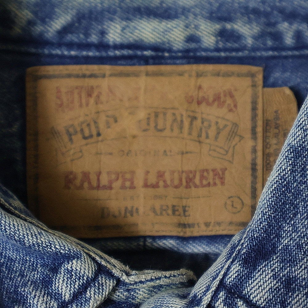 POLO RALPH LAUREN(ポロラルフローレン) 90s VINTAGE POLO COUTRY DUNGAREE 初期ポロベア ヴィンテージ ダンガリー長袖シャツ インディゴ