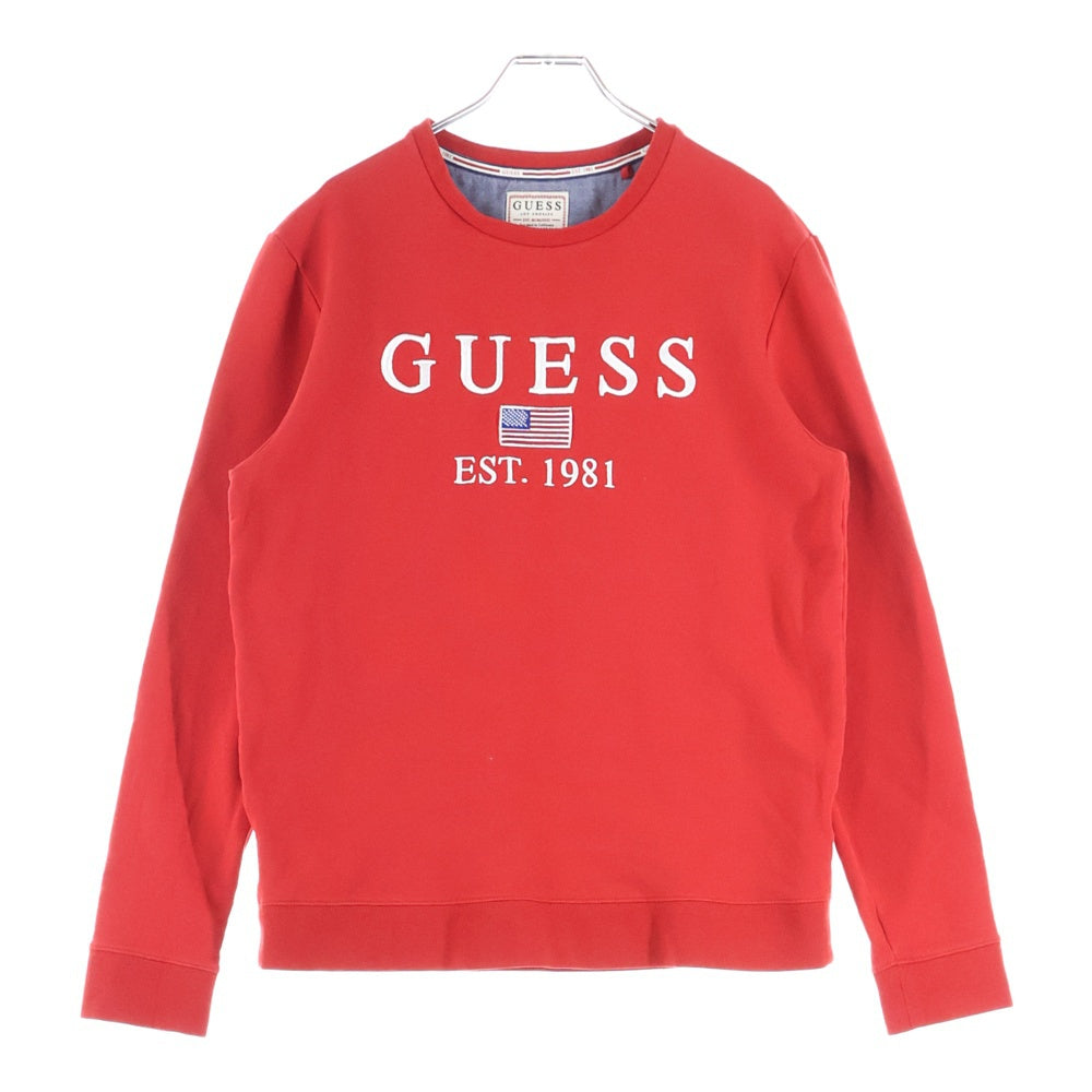 GUESS(ゲス) GUESS 19AW ELWIN LOGO FLEECE SWEAT M93Q23K6ZS0 スウェットトレーナー レッド