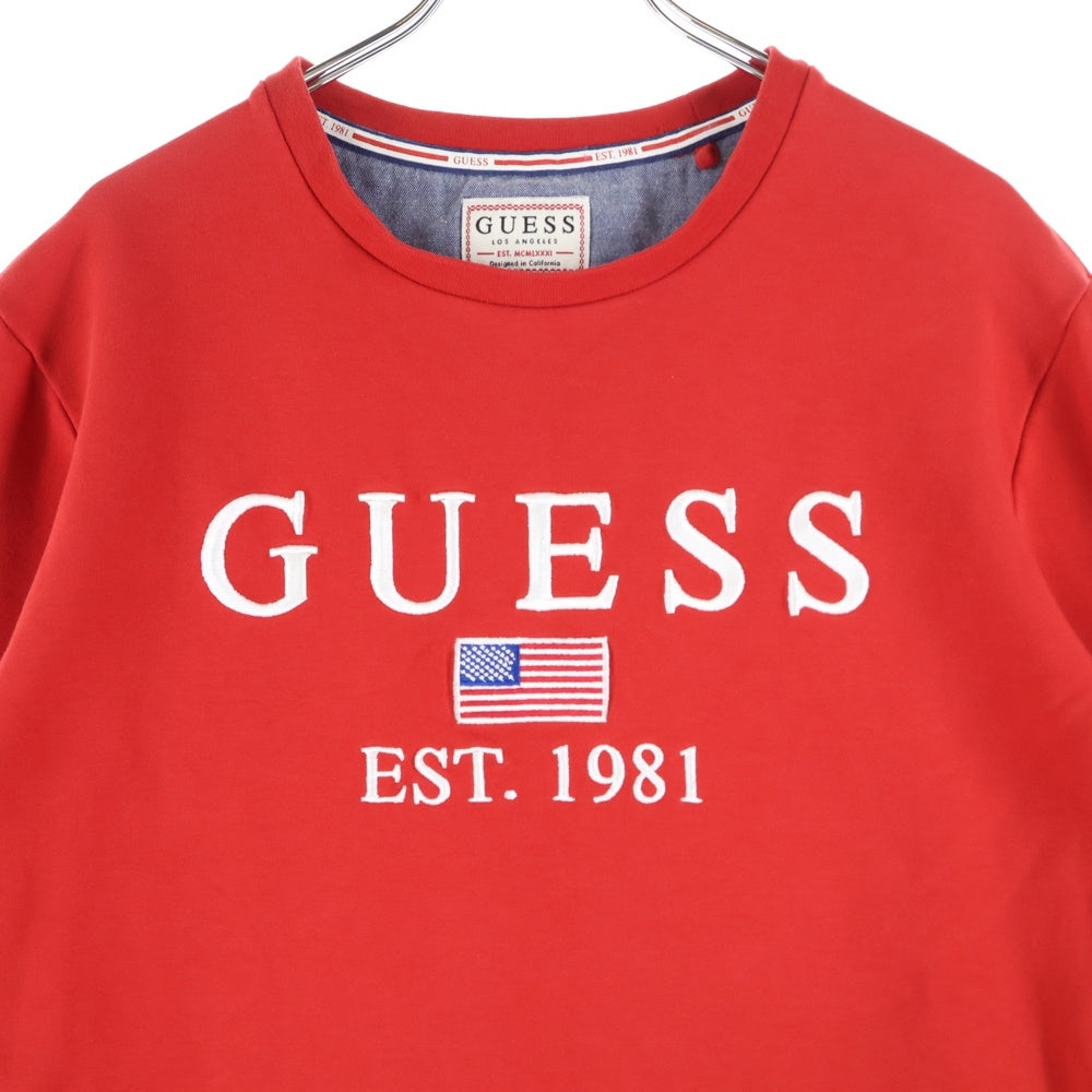 GUESS(ゲス) GUESS 19AW ELWIN LOGO FLEECE SWEAT M93Q23K6ZS0 スウェットトレーナー レッド