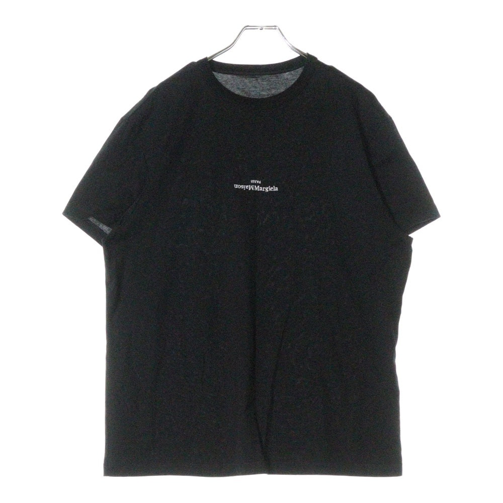 Maison Margiela 10(メゾン マルジェラ) 24SS Distorted Logo Tee フロント刺繍ロゴ 半袖Tシャツ カットソー ブラック S30GC0701 52216