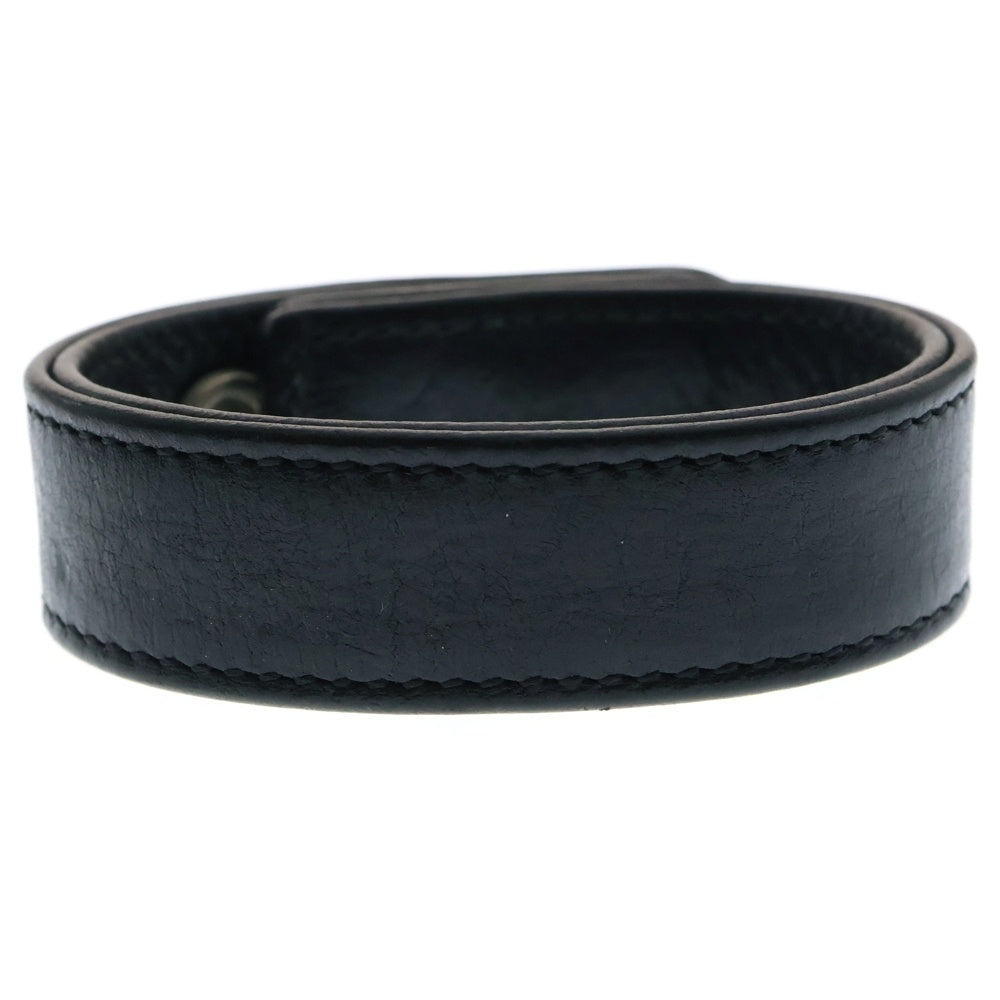 CHROME HEARTS(クロムハーツ) 3BTN 2SNP クロスボール 3ボタン2スナップ レザーブレスレット ブラック/シルバー BCA123