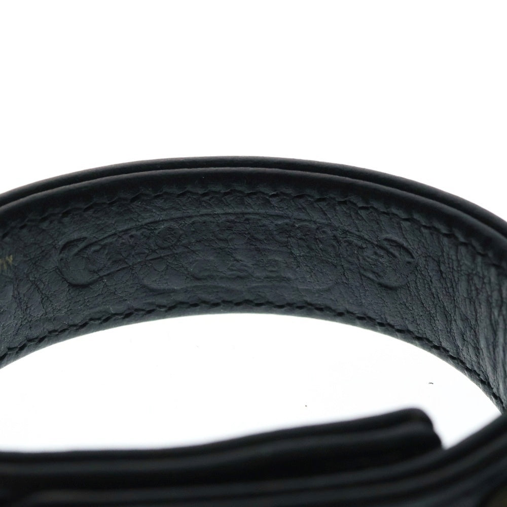 CHROME HEARTS(クロムハーツ) 3BTN 2SNP クロスボール 3ボタン2スナップ レザーブレスレット ブラック/シルバー BCA123
