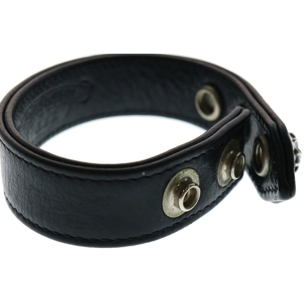 CHROME HEARTS(クロムハーツ) 3BTN 2SNP クロスボール 3ボタン2スナップ レザーブレスレット ブラック/シルバー BCA123