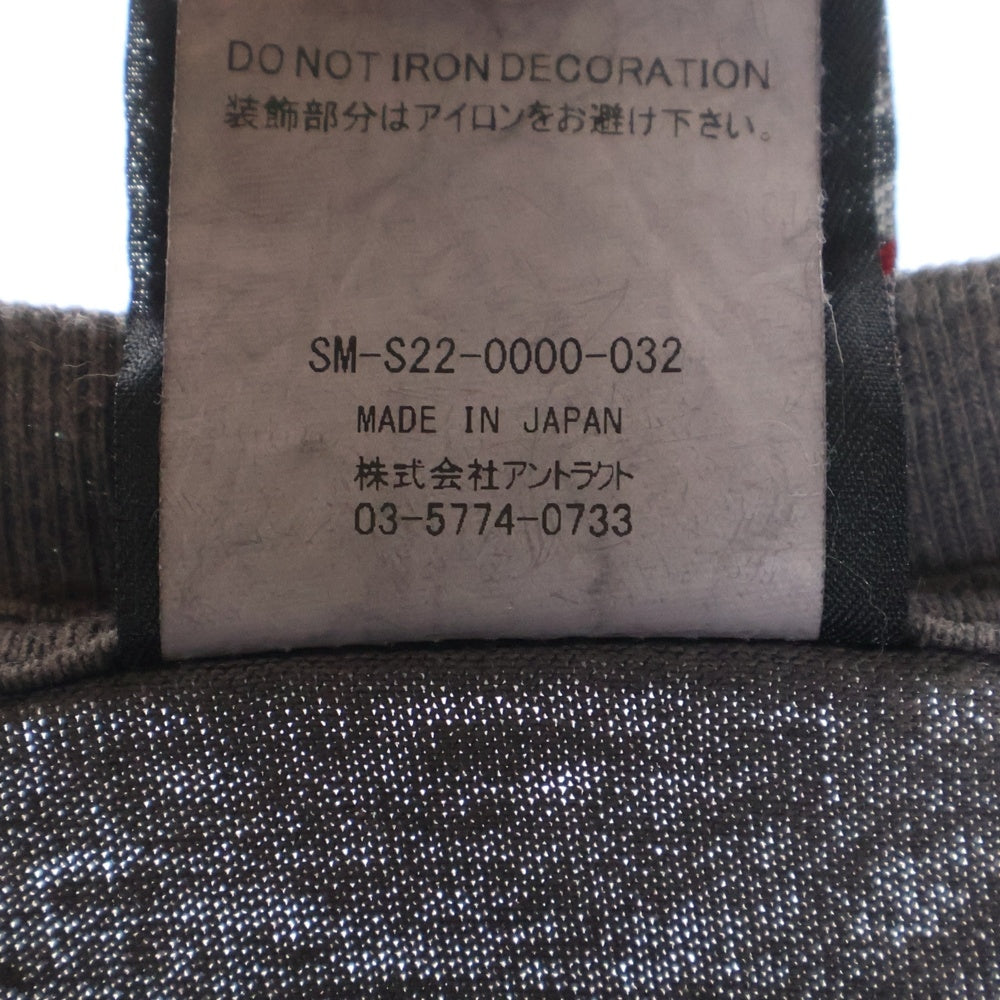 SAINT MICHAEL(セントマイケル) 22SS L/S TEE VAMPIRE PPLE SM-S22-0000-032 ヴァンパイアエンブレム ロゴプリント長袖Tシャツ ヴィンテージ加工カットソー チャコールグレー