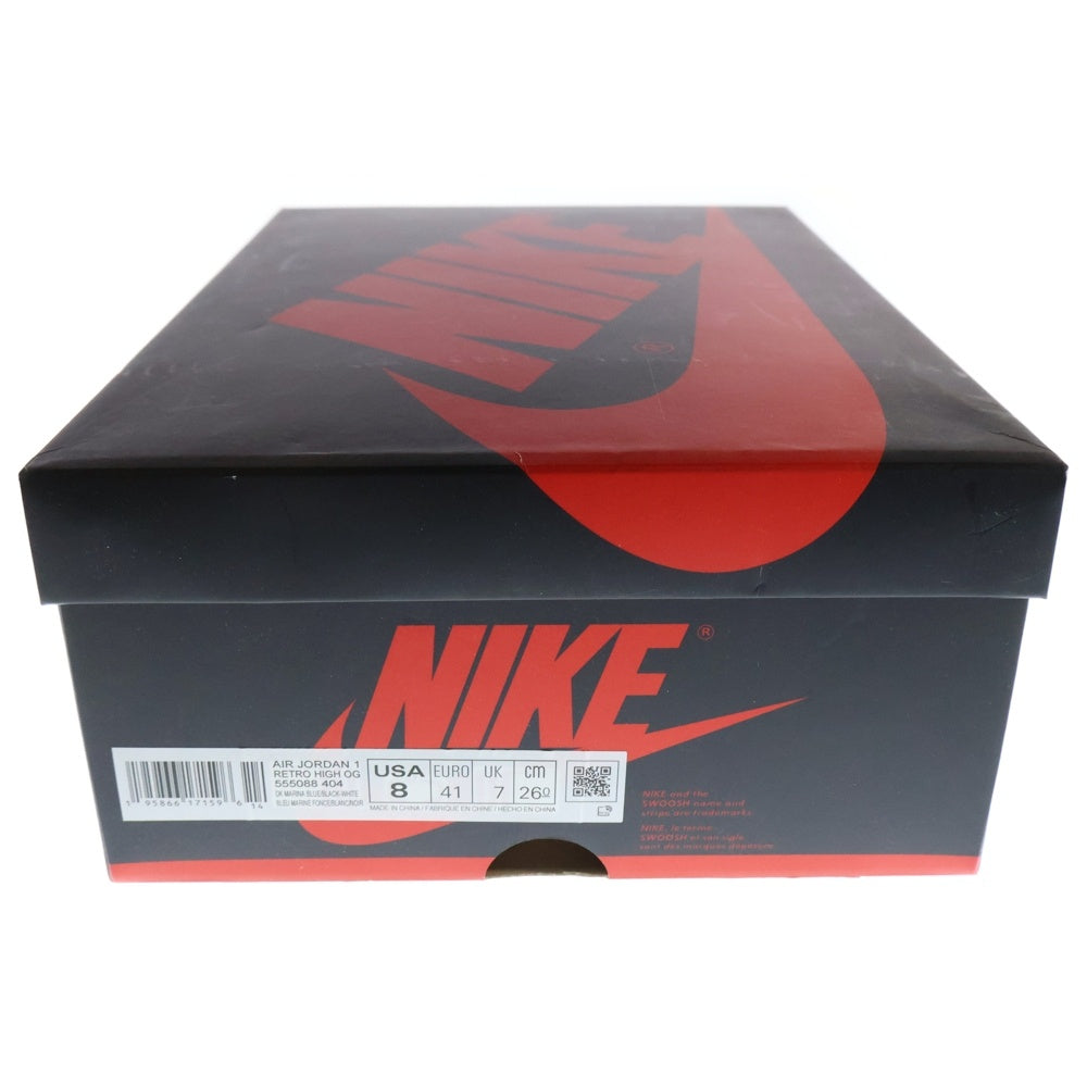 NIKE(ナイキ) AIR JORDAN 1 RETRO HIGH OG 555088-404 エアジョーダン1 レトロ ダークマリーナブルー ハイカットスニーカー ブラック/ブルー US8/26.0cm