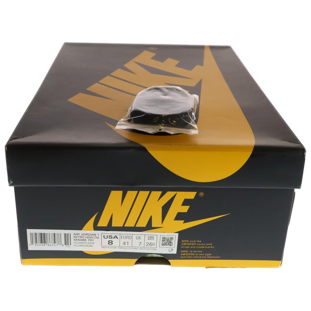 NIKE(ナイキ) AIR JORDAN1 RETRO HIGH OG POLLEN 555088-701 エアジョーダン 1 レトロ パラン ハイカットスニーカー ブラック/イエロー US8/26.0cm
