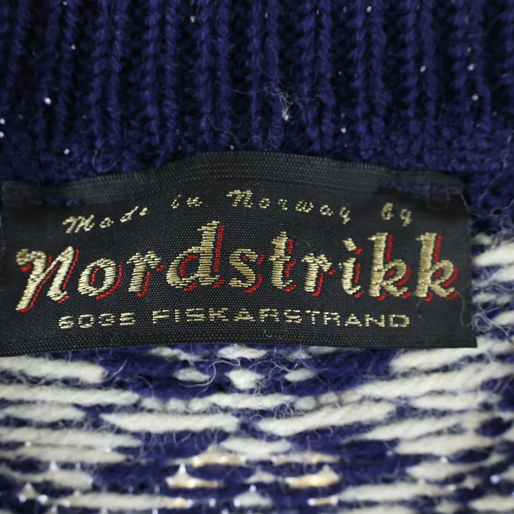 nordstrikk(ノルストリッケ) 総柄 ヴァージンウール カーディガン 長袖ニット ホワイト/ブルー