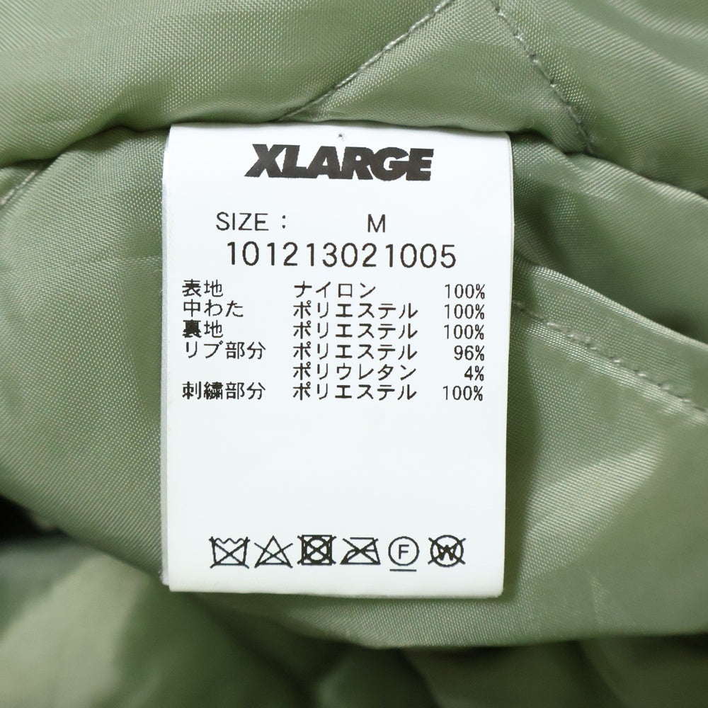 X-LARGE(エクストララージ) NYLON PUFFER JACKET ロゴ刺繍 ナイロン パファージャケット カーキ