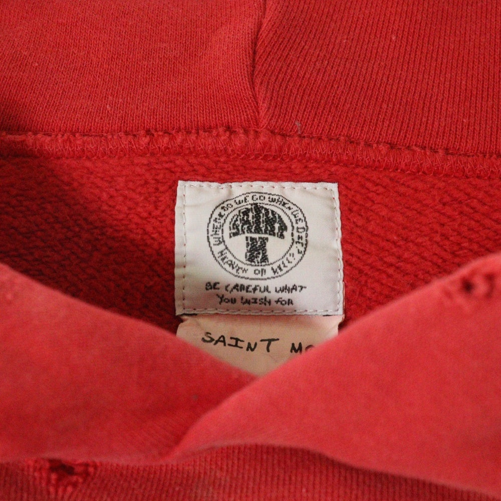 SAINT MICHAEL(セントマイケル) 22SS ANGELHOODIE ヴィンテージ加工 エンジェルプリント プルオーバーパーカー レッド SM-S22-0000-042