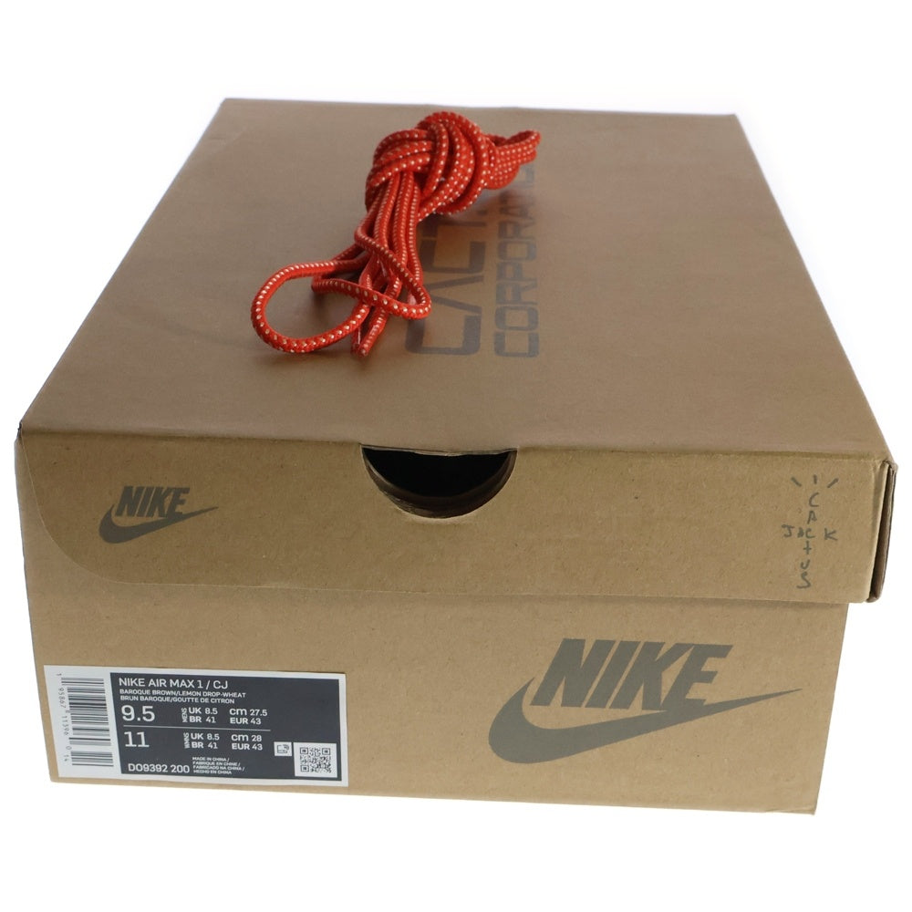 NIKE(ナイキ) ×TRAVIS SCOTT AIR MAX 1 CJ BAROQUE BROWN DO9392-200 トラヴィススコット エアマックス1 カクタスジャック ローカートスニーカー ブラウン US9.5/27.5cm