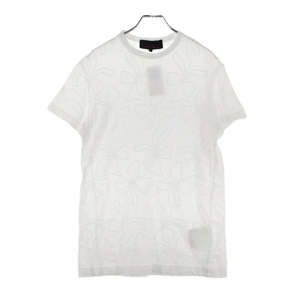 tricot COMME des GARCONS(トリコ コム デ ギャルソン) フラワー装飾 コットン 半袖Tシャツ カットソー ホワイト レディース TS-T207