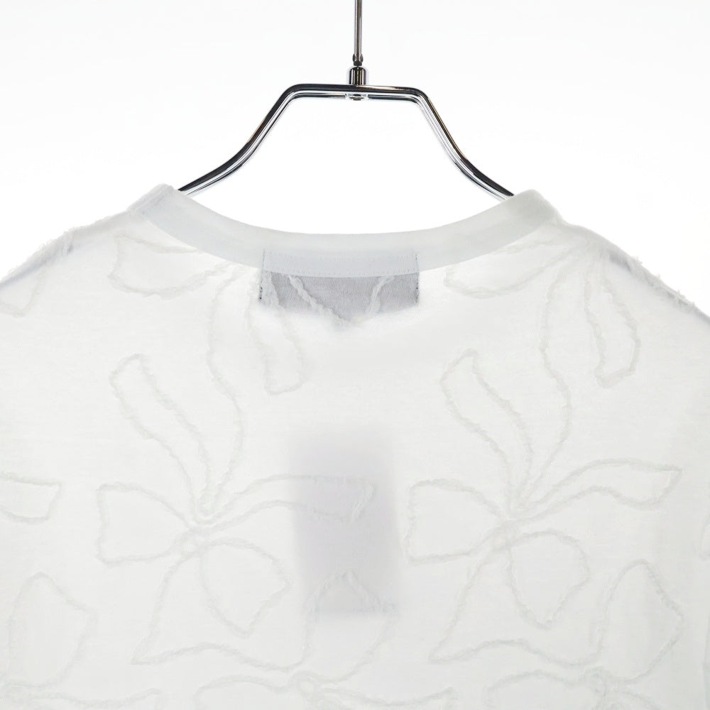 tricot COMME des GARCONS(トリコ コム デ ギャルソン) フラワー装飾 コットン 半袖Tシャツ カットソー ホワイト レディース TS-T207
