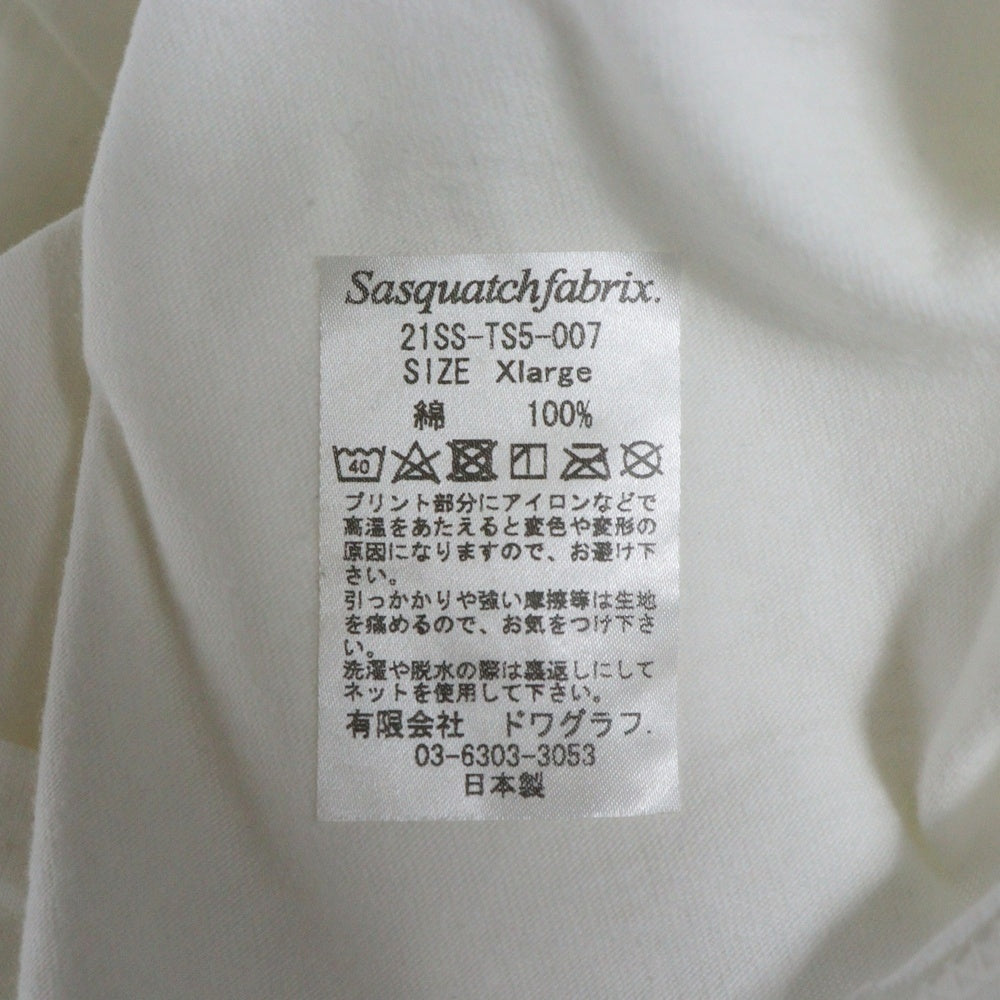 Sasquatchfabrix.(サスクワッチファブリックス) PICASSO SMILE PRINT TEE フロントプロント 半袖Tシャツ カットソー ホワイト