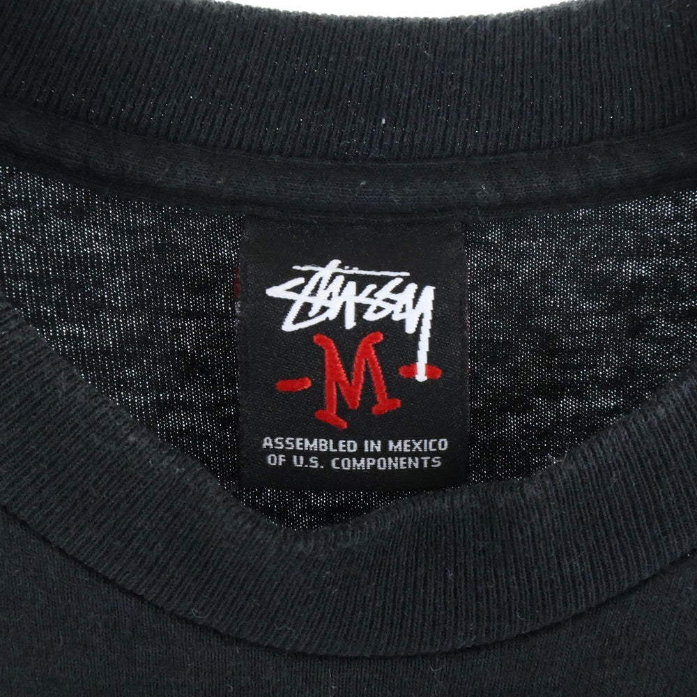 STUSSY(ステューシー) ロゴプリント コットン クルーネック半袖Tシャツ カットソー ブラック CA-28629
