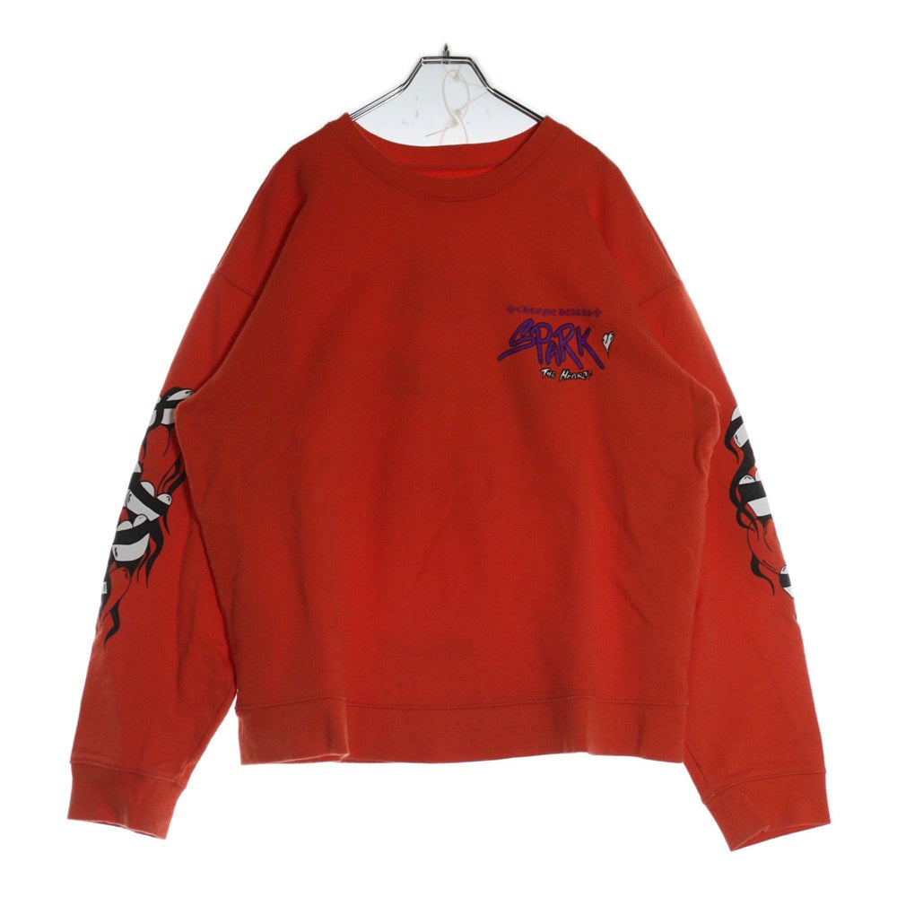 CHROME HEARTS(クロムハーツ) MATTY BOY PPO IWANT MORE NOT LESS HD PLVR マッティボーイ プリント クルーネックスウェットトレーナー オレンジ
