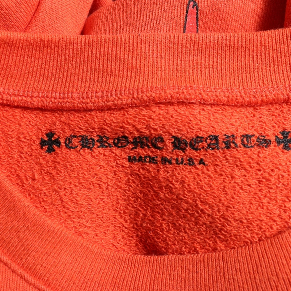 CHROME HEARTS(クロムハーツ) MATTY BOY PPO IWANT MORE NOT LESS HD PLVR マッティボーイ プリント クルーネックスウェットトレーナー オレンジ